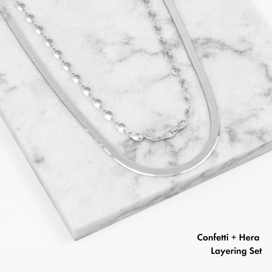 Roma Designer Jewelry Sets Silver Confetti + Hera Layering Set
