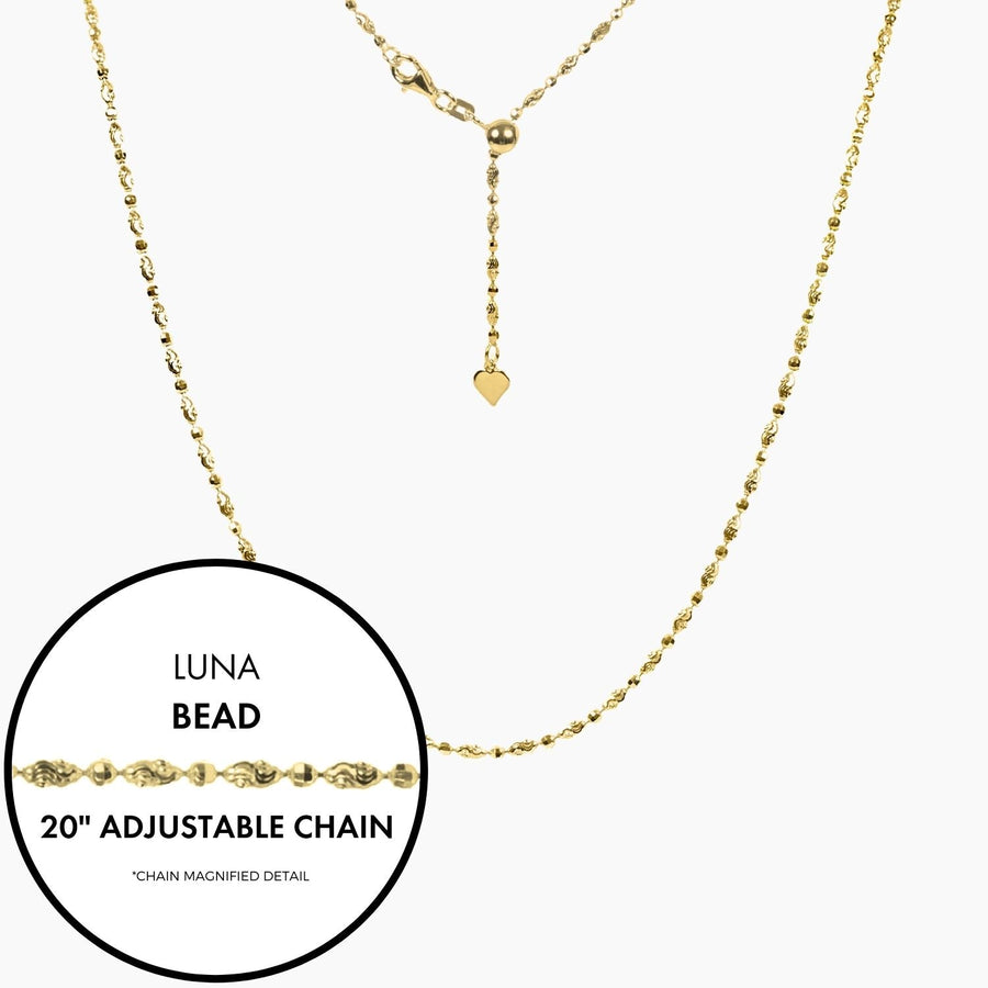 Roma Italian Adjustables Necklaces 20" Gold Italian Luna Bead Adjustable Chain