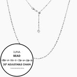 Roma Italian Adjustables Necklaces 20" Silver Italian Luna Bead Adjustable Chain