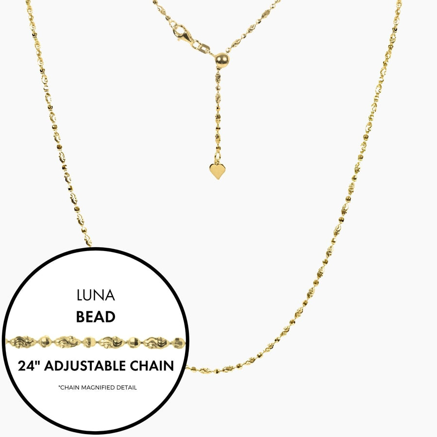 Roma Italian Adjustables Necklaces 24" Gold Italian Luna Bead Adjustable Chain