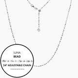 Roma Italian Adjustables Necklaces 24" Silver Italian Luna Bead Adjustable Chain