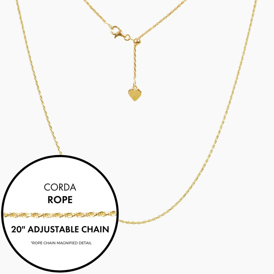 Roma Italian Adjustables Necklaces,Chains 20" Gold Italian Corda Rope Adjustable Chain