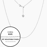 Roma Italian Adjustables Necklaces,Chains 20" Silver Italian Corda Rope Adjustable Chain