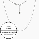 Roma Italian Adjustables Necklaces,Chains 20" Silver Italian Liscia Snake Adjustable Chain