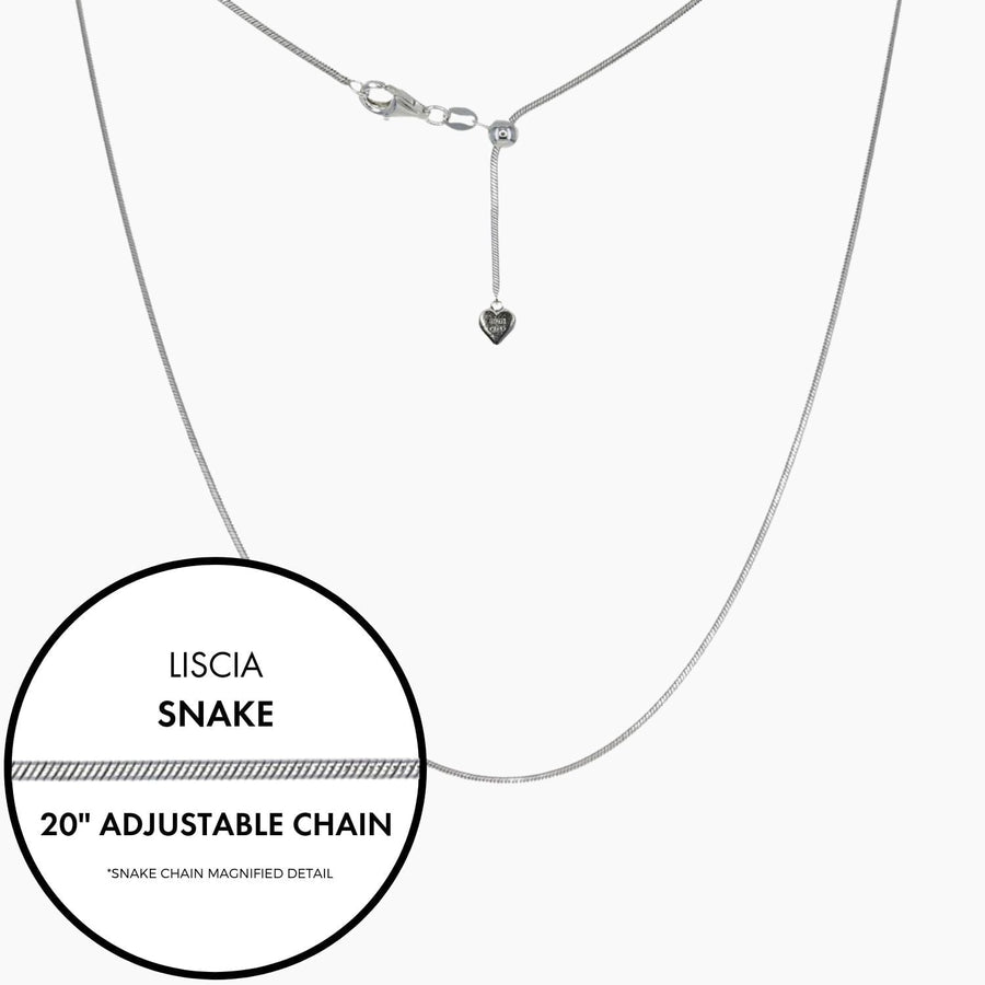 Roma Italian Adjustables Necklaces,Chains 20" Silver Italian Liscia Snake Adjustable Chain