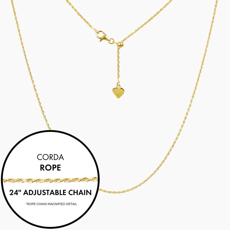 Roma Italian Adjustables Necklaces,Chains 24" Gold Italian Corda Rope Adjustable Chain