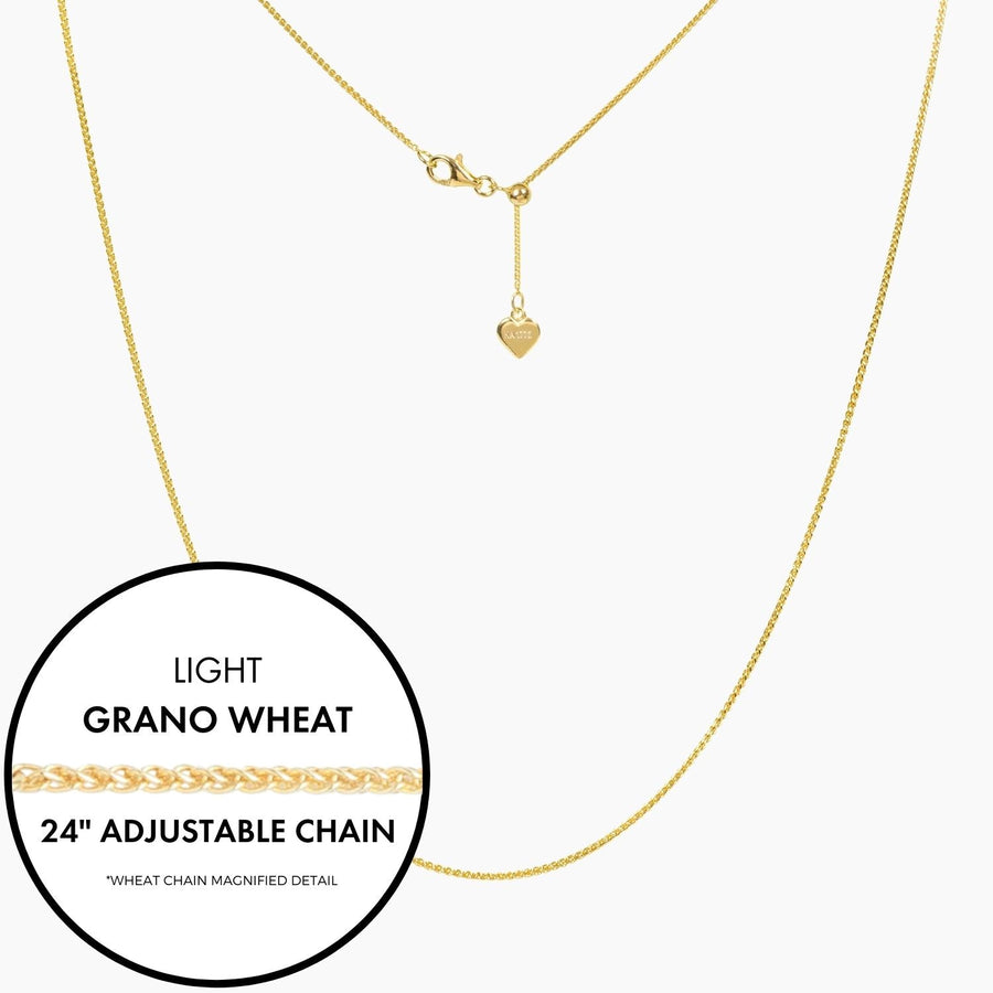 Roma Italian Adjustables Necklaces,Chains 24" Gold Italian Light Grano Wheat Adjustable Chain
