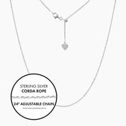 Roma Italian Adjustables Necklaces,Chains 24"Silver Italian Corda Rope Adjustable Chain