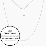 Roma Italian Adjustables Necklaces,Chains 24" Silver Italian Light Grano Wheat Adjustable Chain
