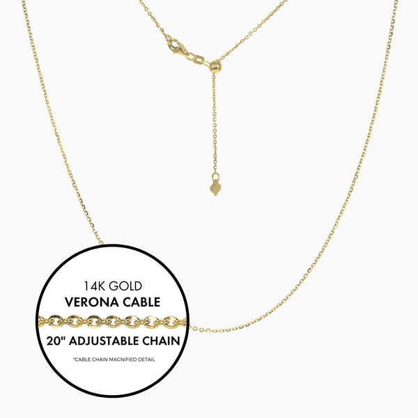 Roma Italian Adjustables Necklaces,Chains Gold 20"Italian Verona Cable Adjustable Chain (Gold)
