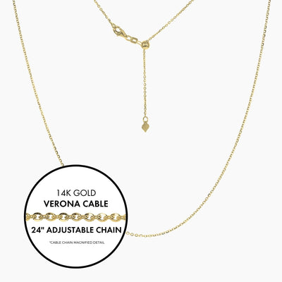 Roma Italian Adjustables Necklaces,Chains Gold 24"Italian Verona Cable Adjustable Chain (Gold)