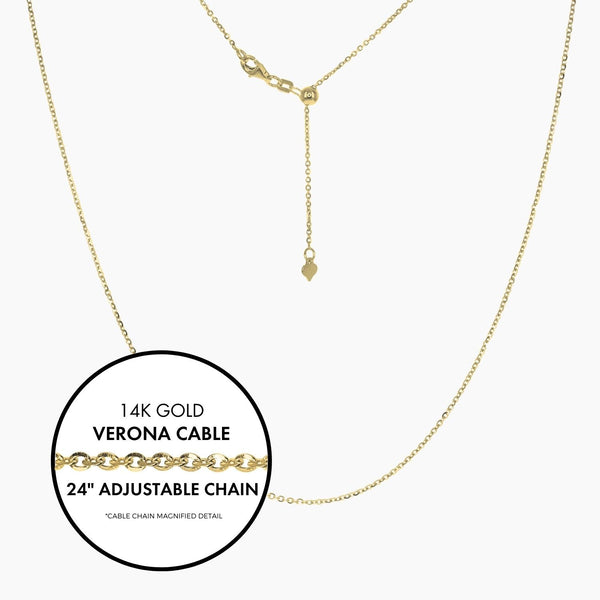 Roma Italian Adjustables Necklaces,Chains Gold 24"Italian Verona Cable Adjustable Chain (Gold)