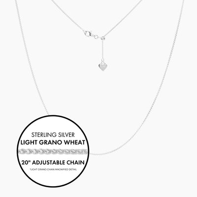Roma Italian Adjustables Necklaces,Chains Silver 20"Italian Light Grano Wheat Adjustable Chain (Silver)