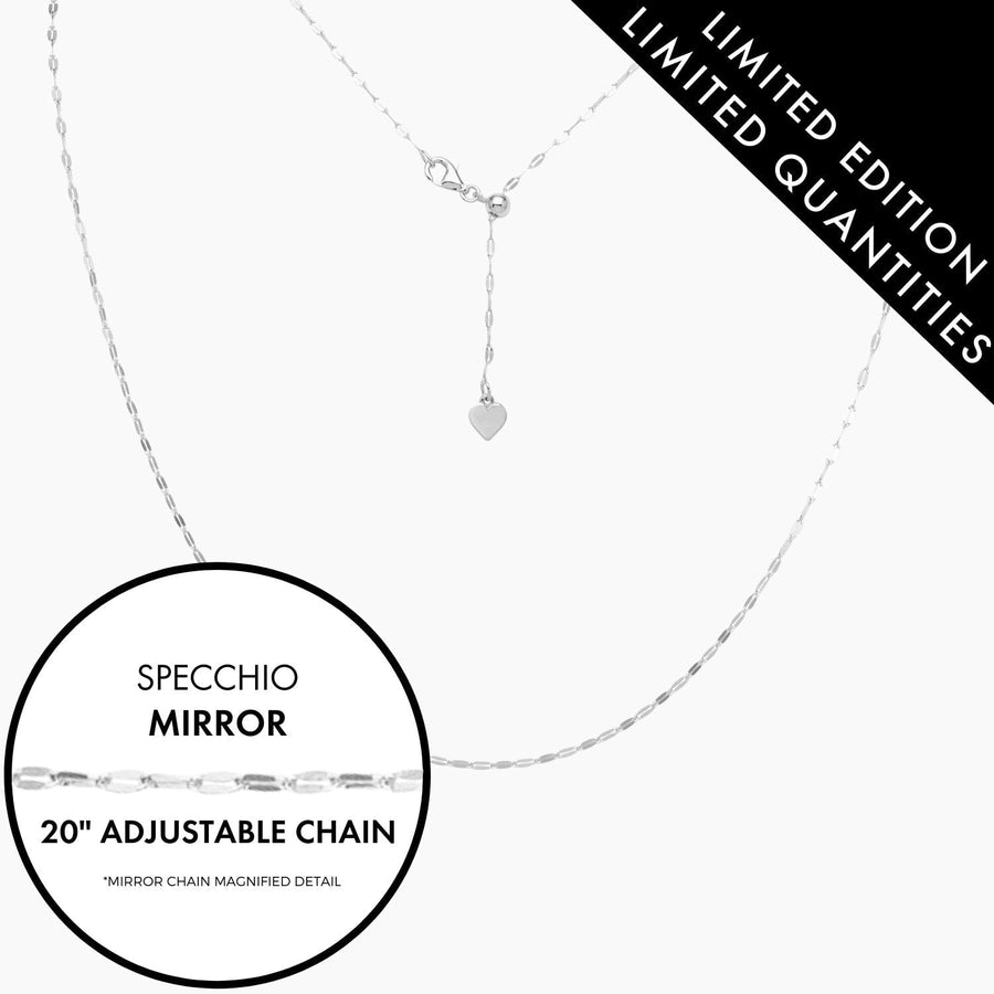 Roma Italian Adjustables Necklaces,Chains Silver 20" Italian Sterling Silver Adjustable Specchio Mirror Chain