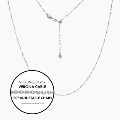 Roma Italian Adjustables Necklaces,Chains Silver 20"Italian Sterling Silver Verona Cable Adjustable Chain