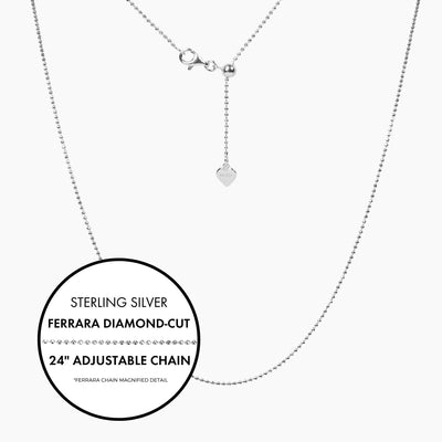 Roma Italian Adjustables Necklaces,Chains Silver 24"Italian Ferrara Diamond-Cut Bead Adjustable Chain (Silver)