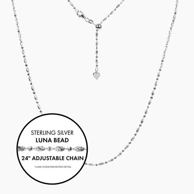 Roma Italian Adjustables Necklaces,Chains Silver 24"Italian Luna Bead Adjustable Chain (Silver)