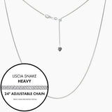 Roma Italian Adjustables Necklaces,Chains Silver 24" Italian Sterling Silver Heavy Adjustable Snake Chain
