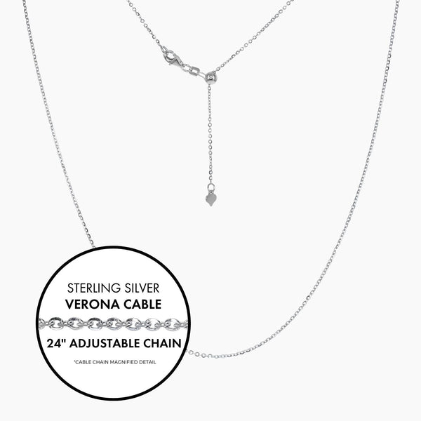 Roma Italian Adjustables Necklaces,Chains Silver 24"Italian Sterling Silver Verona Cable Adjustable Chain