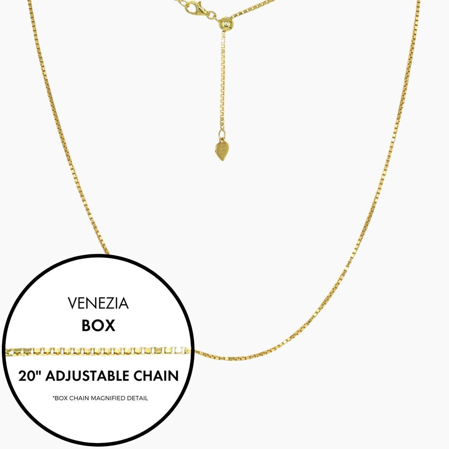 Roma Italian Adjustables Necklaces Gold 20" Italian Venezia Box Adjustable Chain (Gold)