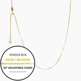 Roma Italian Adjustables Necklaces Gold 24" Solid 14K Gold Italian Venezia Box Adjustable Chain