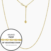 Roma Italian Adjustables Necklaces Gold 30" Italian Milano Twist Adjustable Chain (Gold)