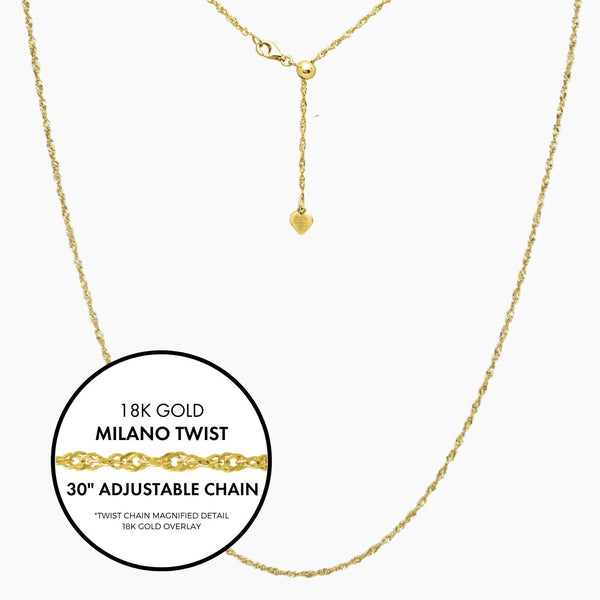 30 Italian Milano Twist Adjustable Chain Gold Roma Designer Jewelry