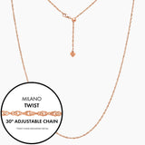 Roma Italian Adjustables Necklaces Rose 30" Italian Milano Twist Adjustable Chain (Rose)