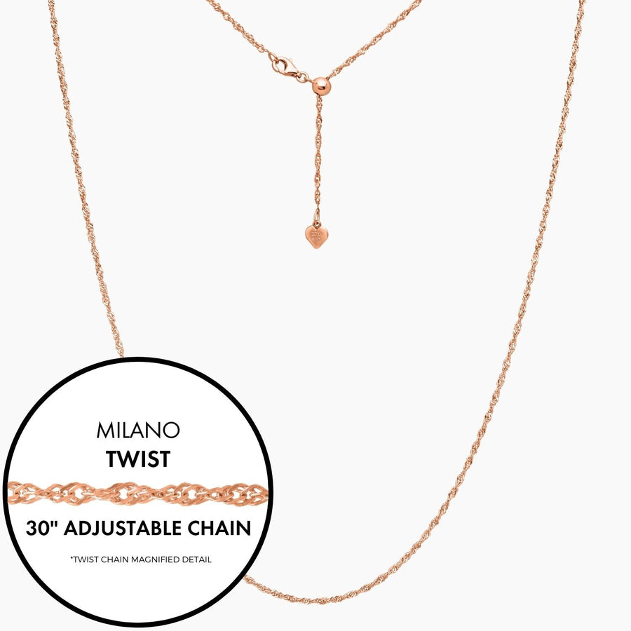 Roma Italian Adjustables Necklaces Rose 30" Italian Milano Twist Adjustable Chain (Rose)