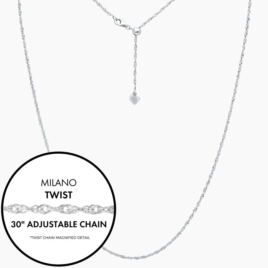 Roma Italian Adjustables Necklaces Silver 30" Italian Sterling Silver Milano Twist Adjustable Chain