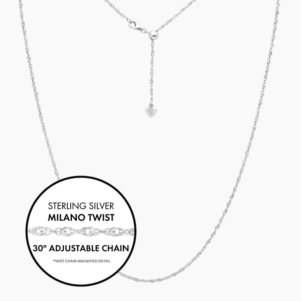 30" Italian Sterling Silver Milano Twist | Adjustable Chain | Roma