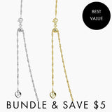 Roma Italian Adjustables Necklaces Silver/Gold BUNDLE (2): 24" Milano Twist Adjustable Chains in Silver + Gold