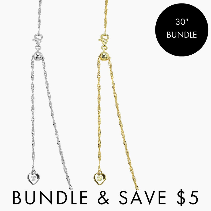BUNDLE (2) 30" Milano Twist Adjustable Chains in Silver + Gold