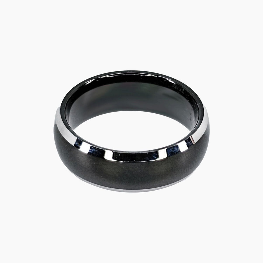 Roma Men's Collection Rings,Men's Black Tungsten Ring with Beveled Edges