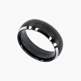 Roma Men's Collection Rings,Men's Black Tungsten Ring with Beveled Edges