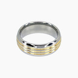 Roma Men's Collection Rings,Men's Tungsten Ring with Grooved 18K Gold Plating
