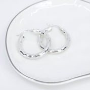 Roma Private Collection Earrings Checkerboard Hoop Earrings in Sterling Silver