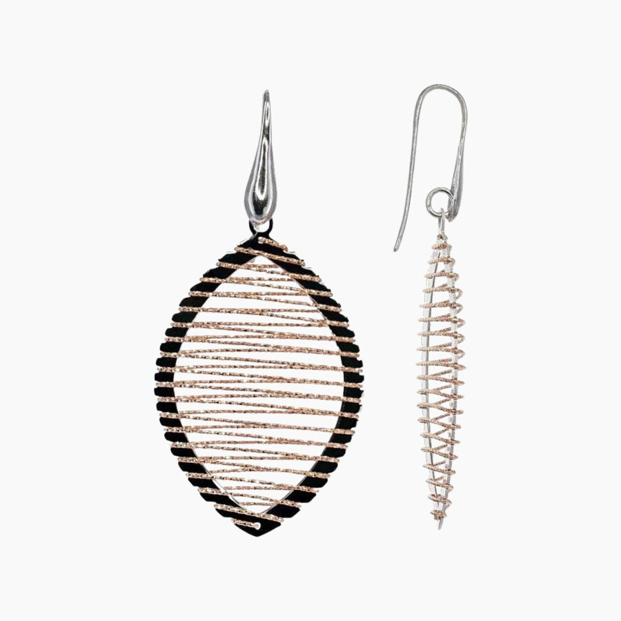 Roma Private Collection Earrings Color / Rose Gold Private Collection Ellipse Wire-Wrap Earrings in Rhodium and Rose Gold Overlay
