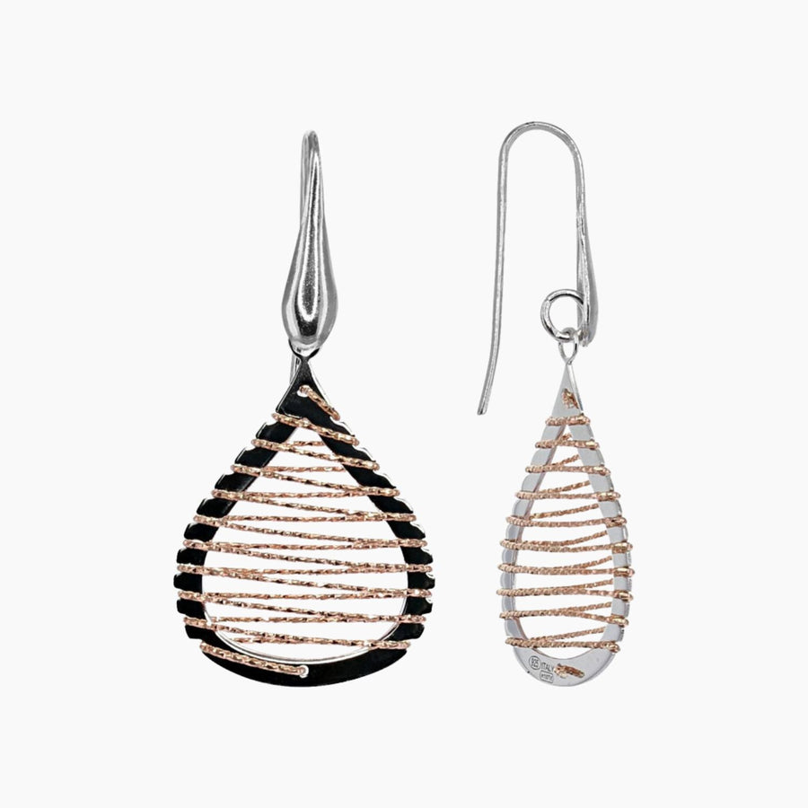 Roma Private Collection Earrings Color / Rose Gold Private Collection Small Teardrop Wire-Wrap Earrings in Rhodium and Rose Gold Overlay