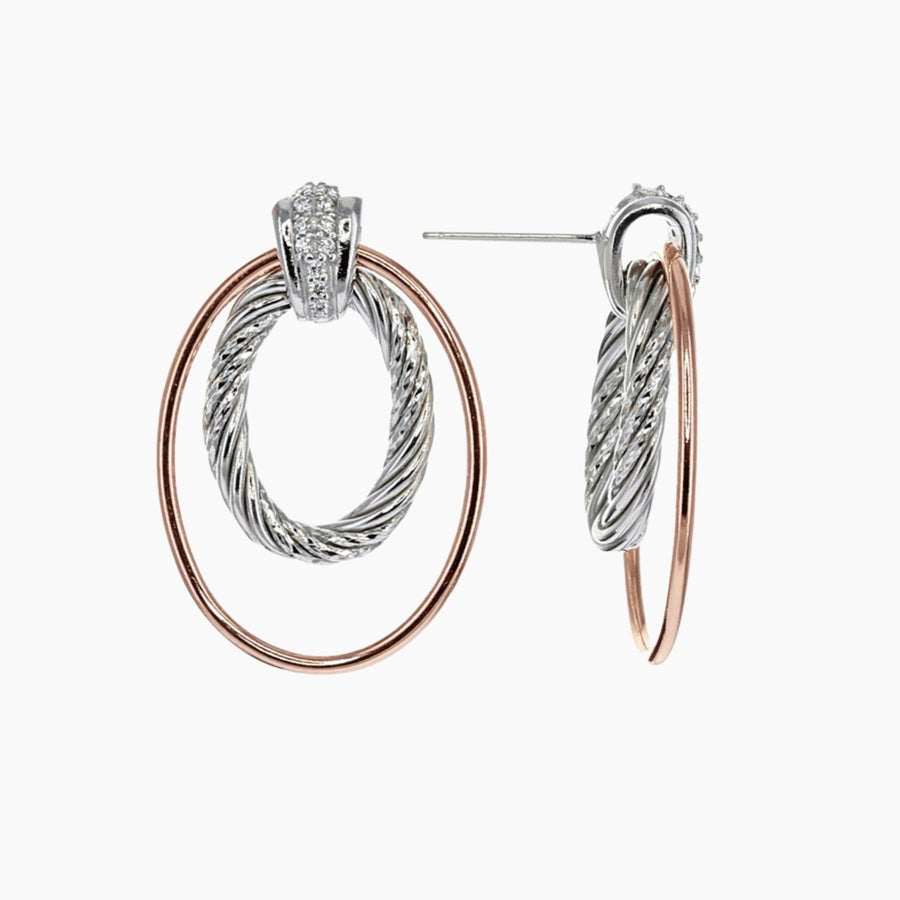 Roma Private Collection Earrings Color / Rose Private Collection Double Drop Oval Earring in Sterling Silver and Rose Gold Overlay