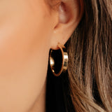 Roma Private Collection Earrings Roma Medium Block Hoop Earrings (Gold)