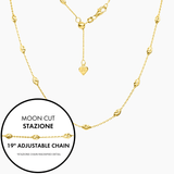 Roma Private Collection Necklaces Italian Moon Cut Stazione Adjustable Necklace (Gold)