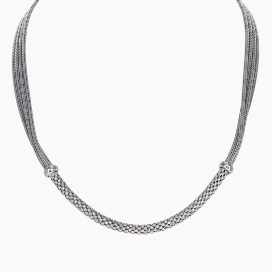 Roma Private Collection Necklaces Silver Private Collection Popcorn Detail Necklace with Rhodium Overlay