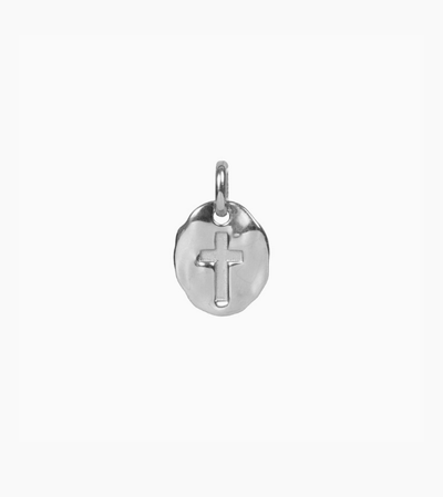 Roma Private Collection Pendants Antique Hammered Cross Charm Pendant (Silver)