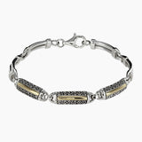 Roma Silver Collection Bracelets Silver Bali Sterling Silver Bracelet with 18K Gold Overlay and Swirl Detail 1150211