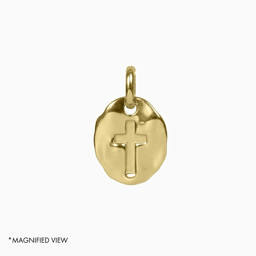 Roma Silver Collection Pendants Antique Hammered Cross Charm Pendant (Gold)