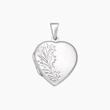 Roma Silver Collection Pendants Locket Floral Detail Sterling Silver Heart Locket