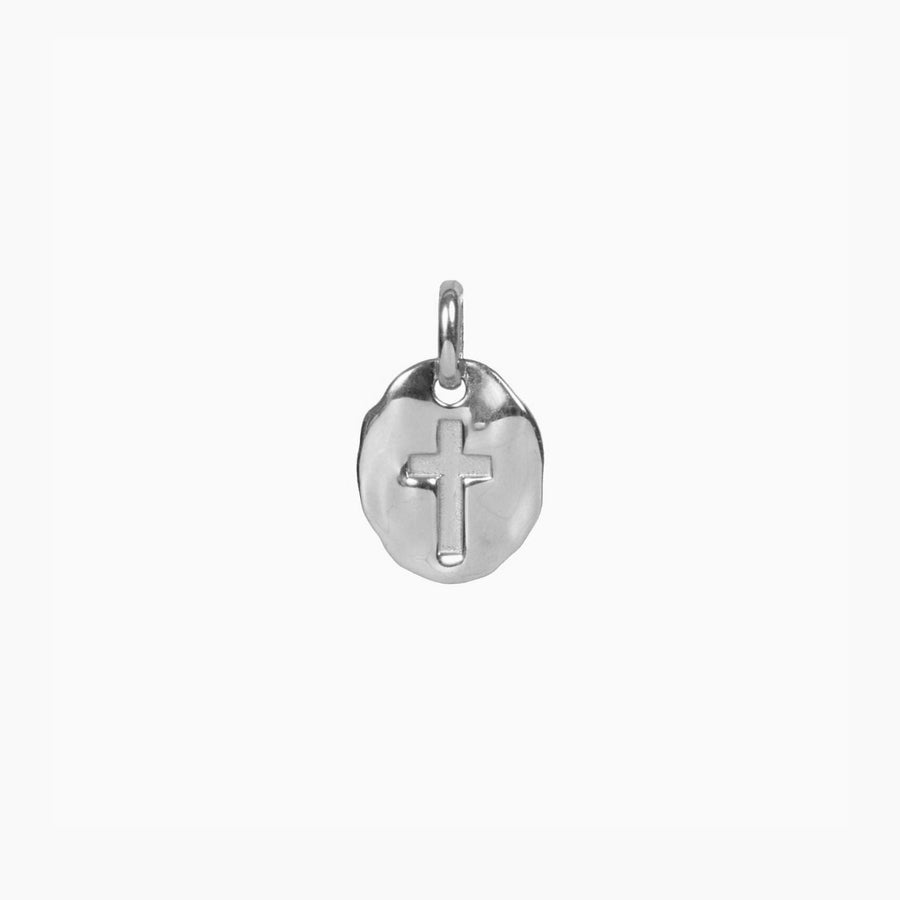 Roma Silver Collection Pendants Pendant Antique Hammered Cross Charm Pendant (Silver)