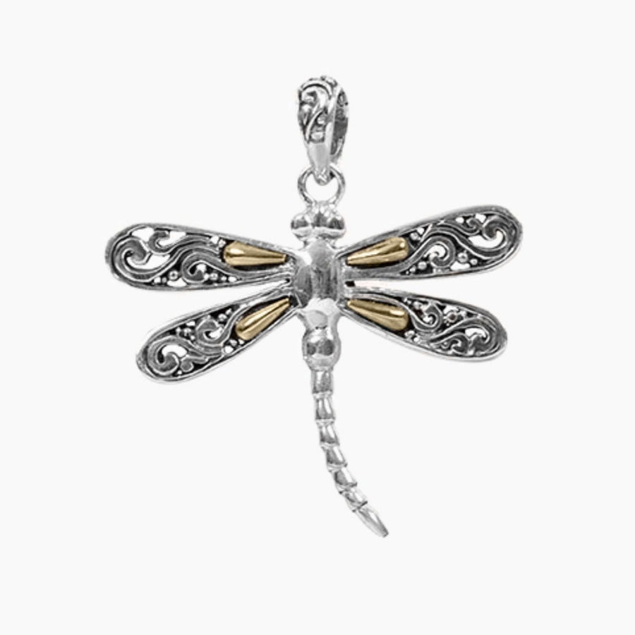 Roma Silver Collection Pendants Pendant Sterling Silver Dragonfly Pendant with Gold Detail