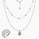 Roma Silver Collection Sets The Jessy Stazione Layering Set with Pave Crystal Ring